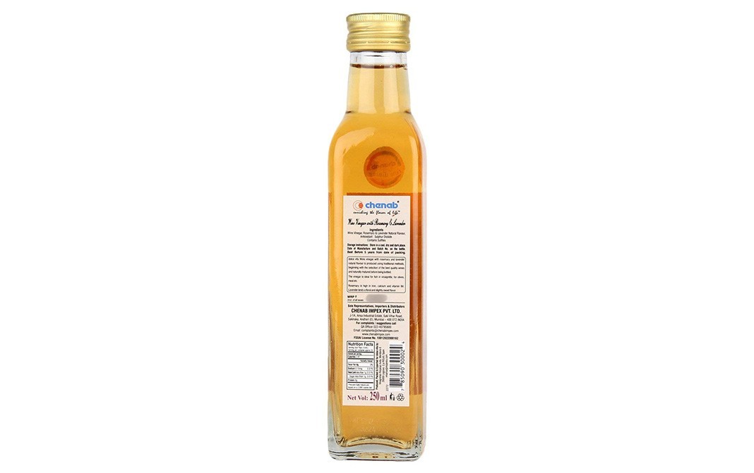 Dolce Vita Wine Vinegar With Rosemary & Lavender   Glass Bottle  250 millilitre